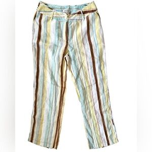BANDOLERA 100% linen striped pants size 12